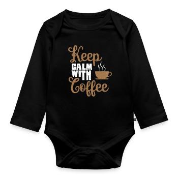 Coffee Friends Coffee drinkers Drink coffee - Organic Longsleeve Baby Bodysuit - black - Front