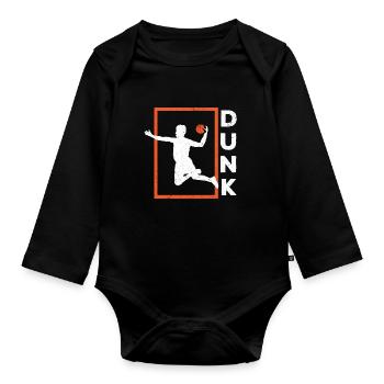 Basketball basketball player hoop throw dunken - Organic Longsleeve Baby Bodysuit - black - Front