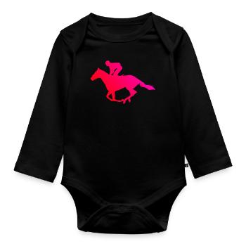 Équitation Équitation Cavaliers Chasse Équitation - Body Bébé bio manches longues - noir - Devant