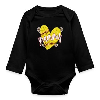 Grammy Grand-mère d'un joueur de softball Softball Grammy - Body Bébé bio manches longues - noir - Devant