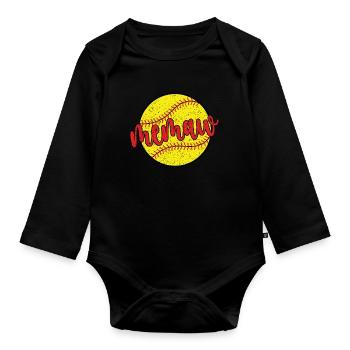 Memaw Grandma Of a Softball Player Softball Memaw - Organic Longsleeve Baby Bodysuit - black - Front