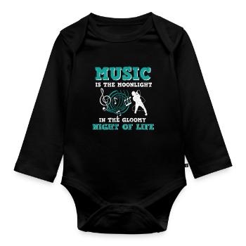 Musician Music Rhythm Clef - Organic Longsleeve Baby Bodysuit - black - Front