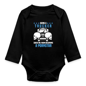 Truck Driver Motorists Motor vehicles - Organic Longsleeve Baby Bodysuit - black - Front