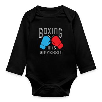 Boxe Boxer Gants de boxe Boxing Club de boxe Club de boxe - Body Bébé bio manches longues - noir - Devant