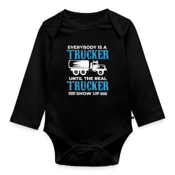 Truck Driver Motorists Motor vehicles - Organic Longsleeve Baby Bodysuit - black - Front