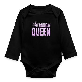 Anniversaire Reine Femmes Anniversaire Reine - Body Bébé bio manches longues - noir - Devant