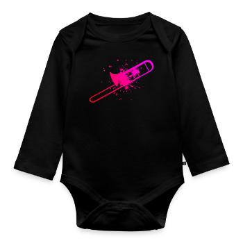 Women Trombonist Men Tenor Trombone Trombonists - Organic Longsleeve Baby Bodysuit - black - Front