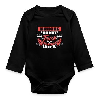 Marriage Love Gift - Organic Longsleeve Baby Bodysuit - black - Front
