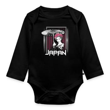 Japan Sakura Japanese - Organic Longsleeve Baby Bodysuit - black - Front