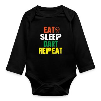 Dart Darts Dartboard Dartboard Throw Arrow - Organic Longsleeve Baby Bodysuit - black - Front