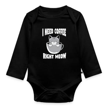 Cats Kitten Coffee Pet - Organic Longsleeve Baby Bodysuit - black - Front