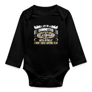 Single Solo Party Geschenkidee - Baby Bio-Langarm-Body - Schwarz - Vorne