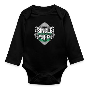 Single Independent Partnership Gift Idea - Organic Longsleeve Baby Bodysuit - black - Front