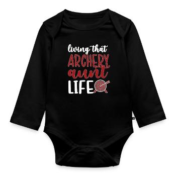 Proud Archery Aunt Of Archers Aunt - Organic Longsleeve Baby Bodysuit - black - Front