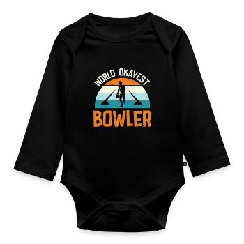 Bowling Bowlingkugel Bowlingbahn Strike - Baby Bio-Langarm-Body - Schwarz - Vorne