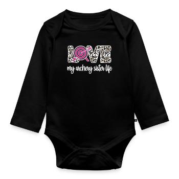 Fier tir à l’arc Sœur des Archers - Body Bébé bio manches longues - noir - Devant