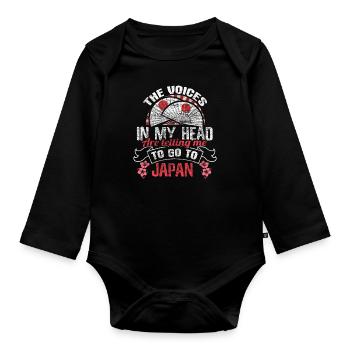 Japan Senpai Origin Gift Idea - Organic Longsleeve Baby Bodysuit - black - Front