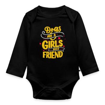 Hunde sind ein bester Freund des Mädchens - Baby Bio-Langarm-Body - Schwarz - Vorne