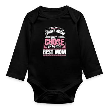 Single mother Mommy daughter - Organic Longsleeve Baby Bodysuit - black - Front