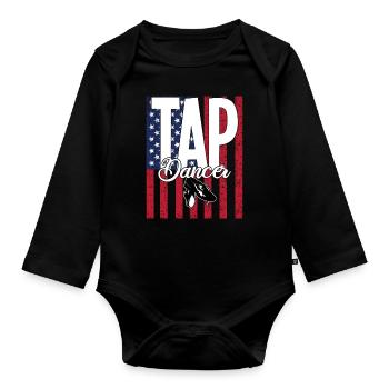 Tap Dancing USA Flag - Organic Longsleeve Baby Bodysuit - black - Front
