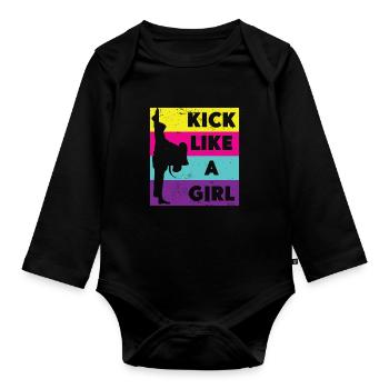 Kampfsport Selbstverteidigung Kampfkunst - Baby Bio-Langarm-Body - Schwarz - Vorne