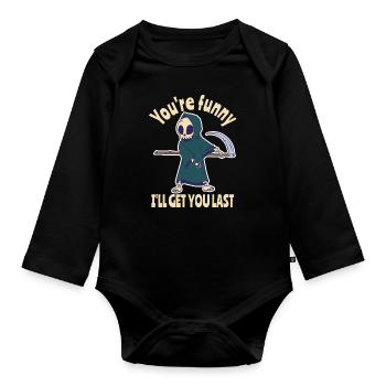 Lustiger Sensenmann Skelett Halloween Kostüm - Baby Bio-Langarm-Body - Schwarz - Vorne