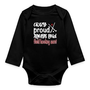 Proud Field Hockey Aunt Field Hockey Player Aunt - Organic Longsleeve Baby Bodysuit - black - Front