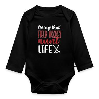 Proud Field Hockey Aunt Field Hockey Player Aunt - Organic Longsleeve Baby Bodysuit - black - Front