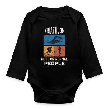 Le triathlon n’est pas pour les gens normaux - Body Bébé bio manches longues - noir - Devant