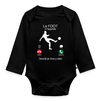 Le foot m'appelle - Body Bébé bio manches longues - noir - Devant