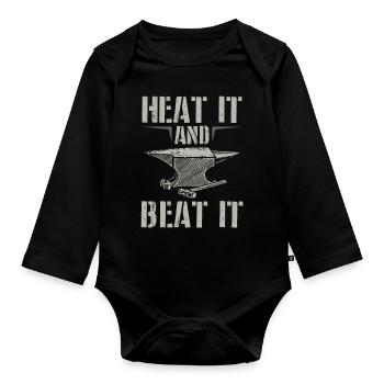 Forge sayings | Anvil Blacksmith Gift Ideas - Organic Longsleeve Baby Bodysuit - black - Front