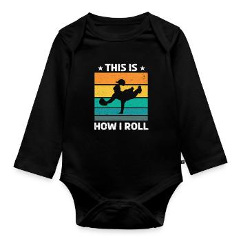Baseball Baseball Bat Catch Ball - Organic Longsleeve Baby Bodysuit - black - Front