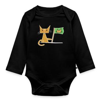 Chat Drapeau Mondial Animal Chat - Body Bébé bio manches longues - noir - Devant