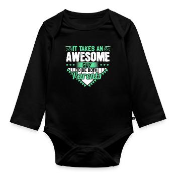 Single Father Single Children Gift Idea - Organic Longsleeve Baby Bodysuit - black - Front