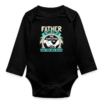 Vater & Sohn Neugeboren Dad - Baby Bio-Langarm-Body - Schwarz - Vorne