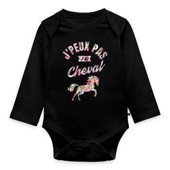 J'Peux Pas J'Ai Cheval - Body Bébé bio manches longues - noir - Devant