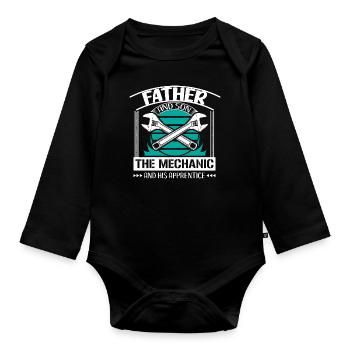 Idée cadeau père et fils pour la fête des pères naissance - Body Bébé bio manches longues - noir - Devant