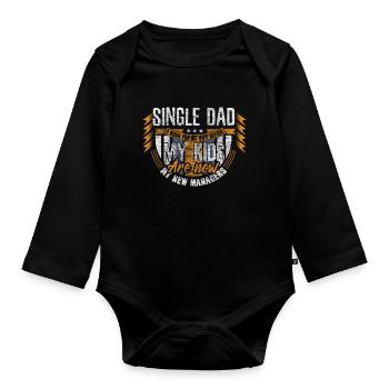 Alleinerziehender Vater Papa Eltern Geschenkidee - Baby Bio-Langarm-Body - Schwarz - Vorne