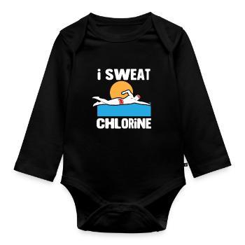 Swimmers Swimming 50 meters track Breaststroke - Organic Longsleeve Baby Bodysuit - black - Front