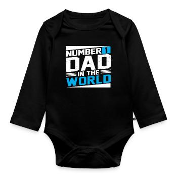 no1 papa du monde - Body Bébé bio manches longues - noir - Devant