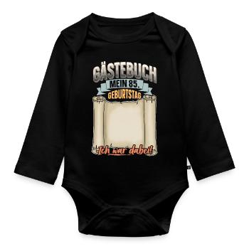 85. Geburtstag Gästebuch - Baby Bio-Langarm-Body - Schwarz - Vorne