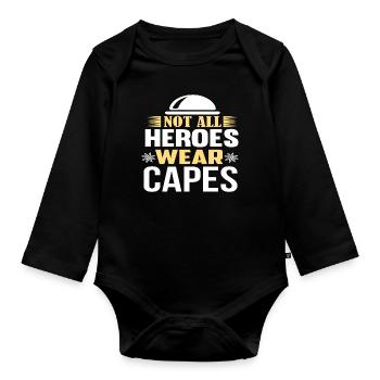 Tous les super-héros ne portent pas de capes - Body Bébé bio manches longues - noir - Devant