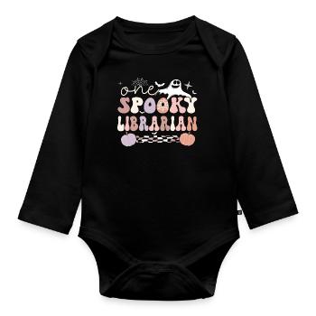 School Librarian Halloween Library Worker Gifts - Organic Longsleeve Baby Bodysuit - black - Front