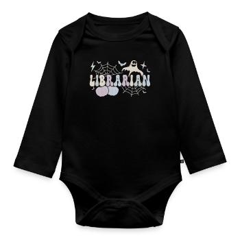 School Librarian Halloween Library Worker Gifts - Organic Longsleeve Baby Bodysuit - black - Front