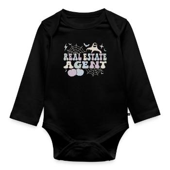 Spooky Real Estate Agent Halloween Gifts - Baby Bio-Langarm-Body - Schwarz - Vorne