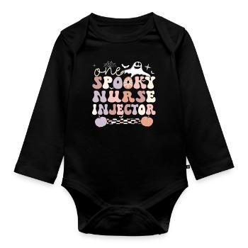 Spooky Nurse Injector Halloween Nurse Injector - Baby Bio-Langarm-Body - Schwarz - Vorne