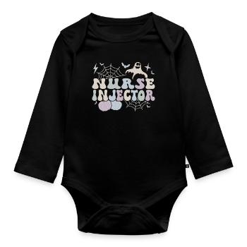 Spooky Nurse Injector Halloween Nurse Injector - Baby Bio-Langarm-Body - Schwarz - Vorne