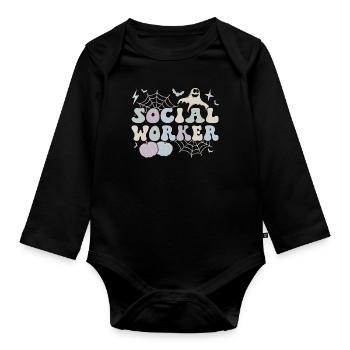 Spooky Social Worker Halloween Social Work Gifts - Baby Bio-Langarm-Body - Schwarz - Vorne