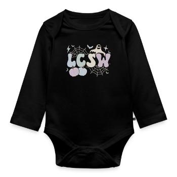 LCSW Licensed Clinical Social Worker Halloween - Organic Longsleeve Baby Bodysuit - black - Front