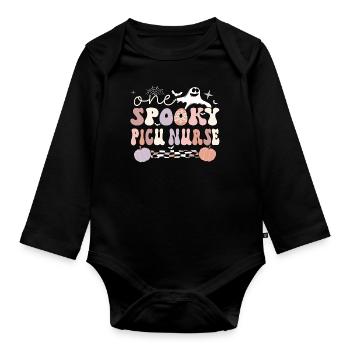 PICU Nurse Pediatric Intensive Care Unit Halloween - Organic Longsleeve Baby Bodysuit - black - Front
